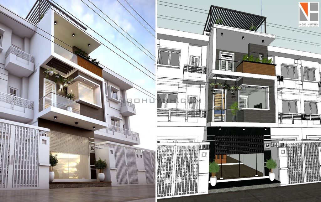 THIẾT KẾ NHÀ PHỐ MÀU TRẮNG KEM VÔ CÙNG SANG TRỌNG CỦA ANH QUÝ