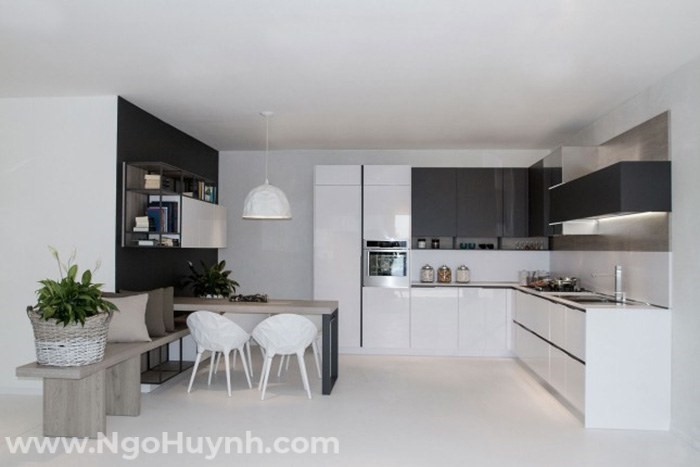 Kiểu phòng bếp chữ L mang phong cách hiện đại