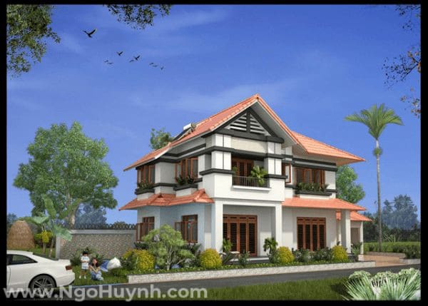Biệt thự 2 tầng kiểu mái thái