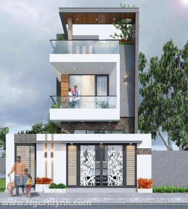 Với các mẫu nhà có diện tích hẹp ngang thì nên xây từ 2 tầng trở lên để đảm bảo công năng