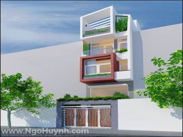 mẫu nhà phố 1 trệt 1 lửng 2 lầu