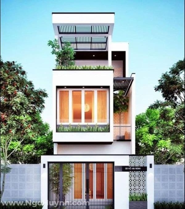 mẫu nhà phố 2 tầng 1 tum