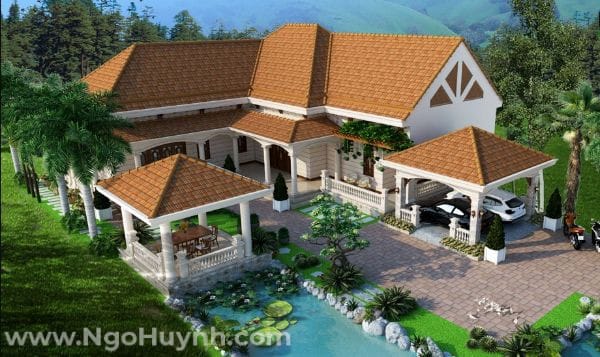 thiết kế biệt thự sân vườn 300m2