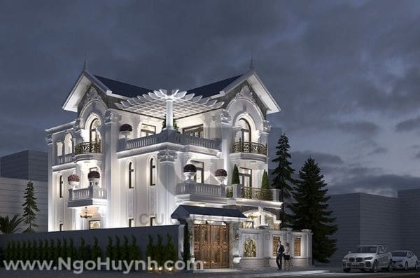thiết kế biệt thự tân cổ điển 3 tầng