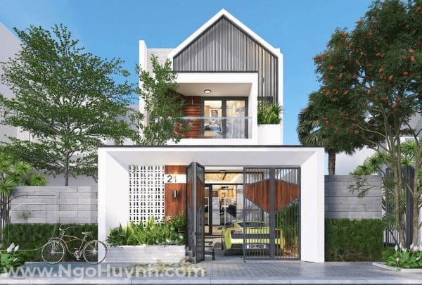 thiết kế nhà 2 tầng 3 phòng ngủ 60m2