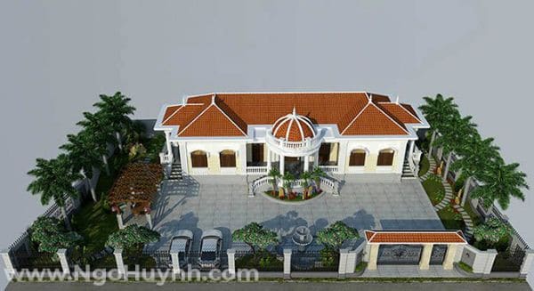 thiết kế biệt thự 1 tầng 3 phòng ngủ
