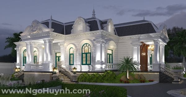 thiết kế biệt thự 1 tầng kiểu pháp