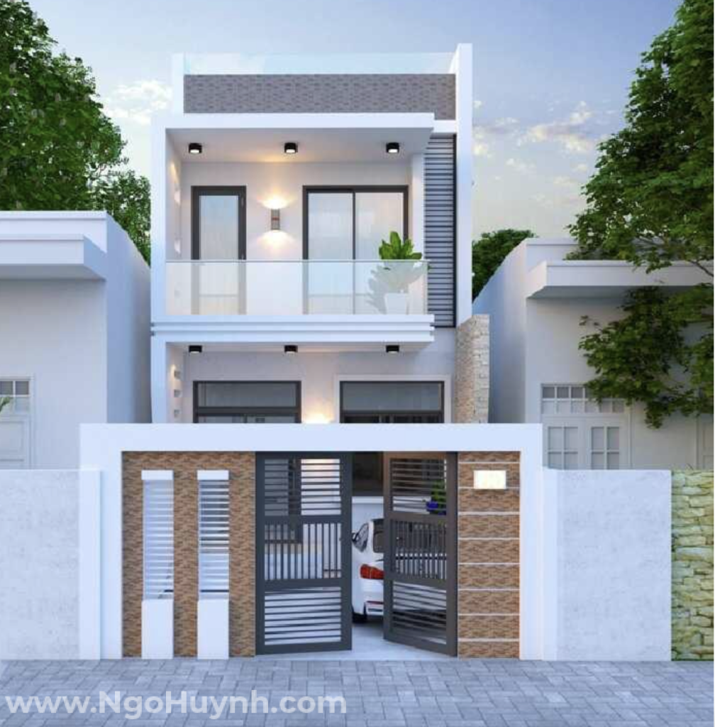 Mẫu nhà biệt thự 1 trệt và 1 lầu mái bằng