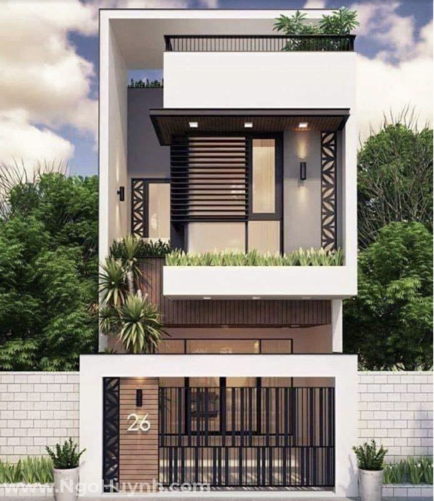 Mẫu thiết kế biệt thự 1 trệt 1 lầu mái ngói