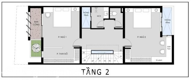 Bố trí mặt bằng lầu 2